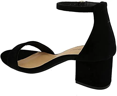 TOP Moda Darcie-1 Women's Fashion Ankle Strap Chunky Low Heel Dress Sandal Shoes,Black,9