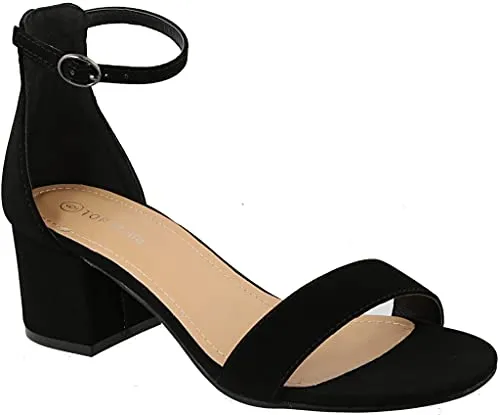 TOP Moda Darcie-1 Women's Fashion Ankle Strap Chunky Low Heel Dress Sandal Shoes,Black,9