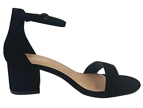 TOP Moda Darcie-1 Women's Fashion Ankle Strap Chunky Low Heel Dress Sandal Shoes,Black,9