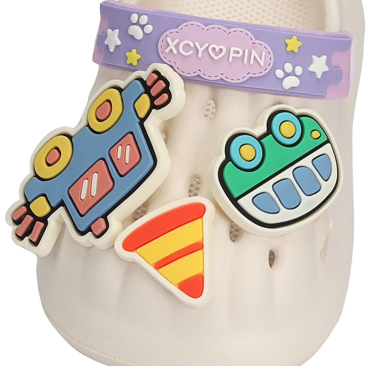 VEHICLE APPLIQUE CLOGS - WHITE