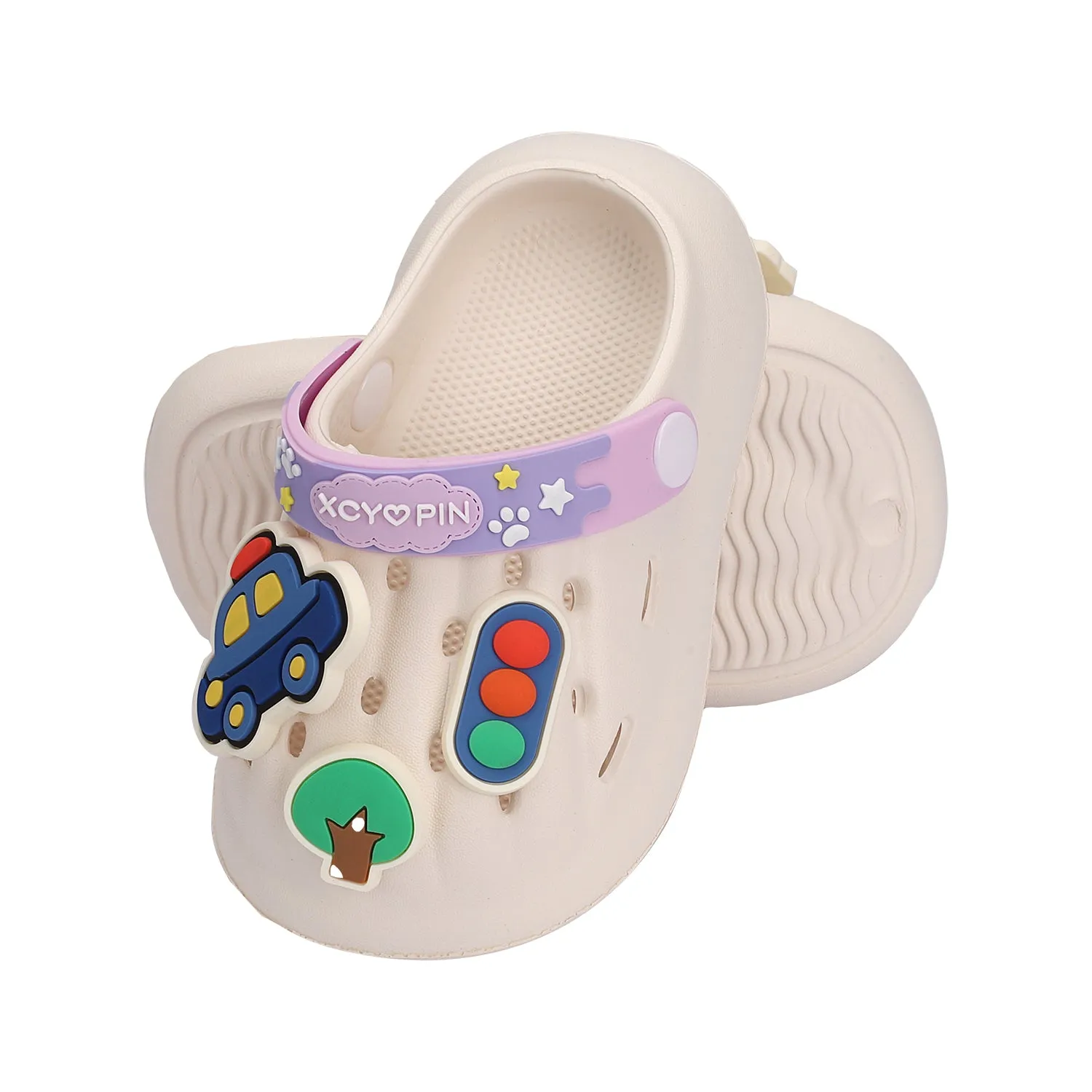 VEHICLE APPLIQUE CLOGS - WHITE