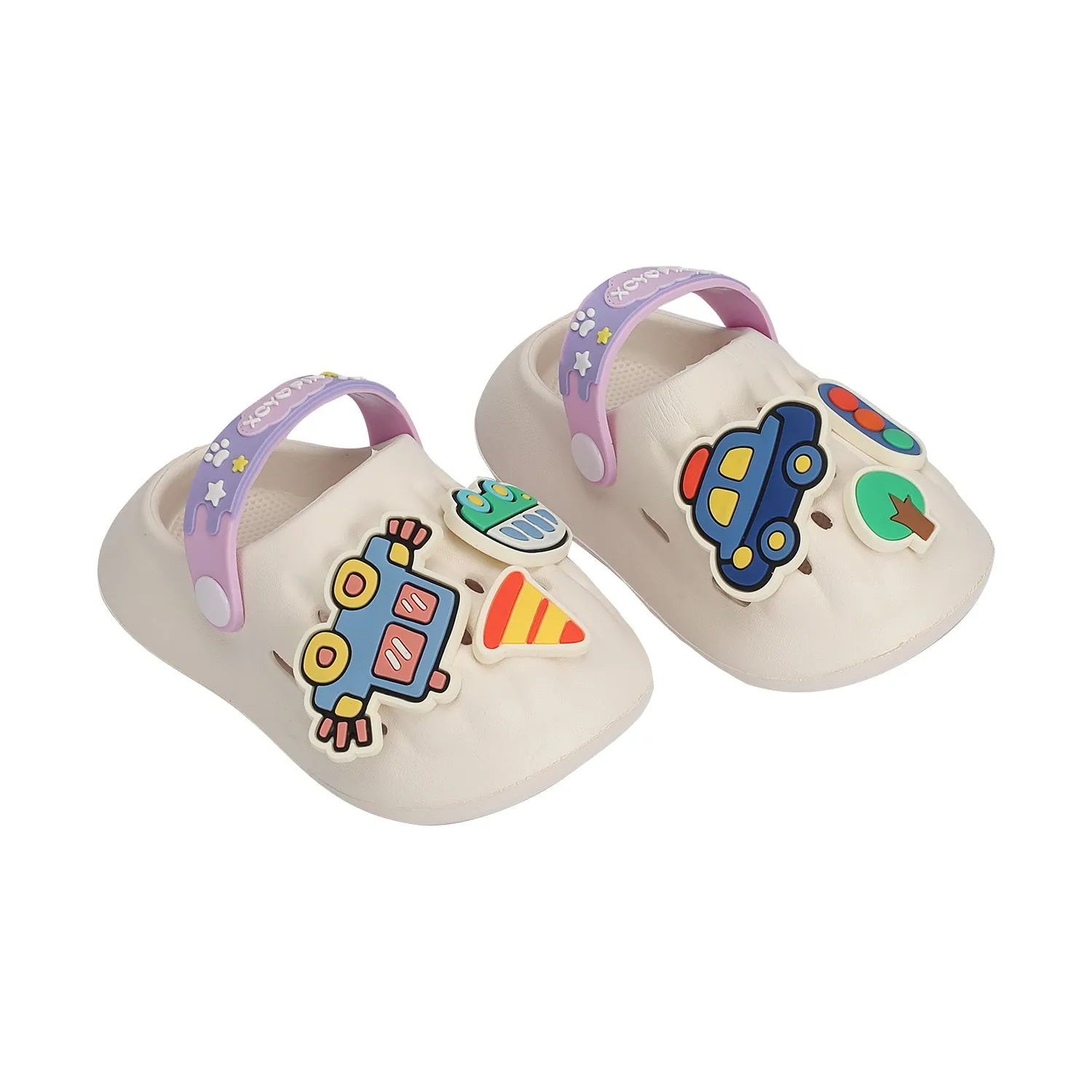 VEHICLE APPLIQUE CLOGS - WHITE