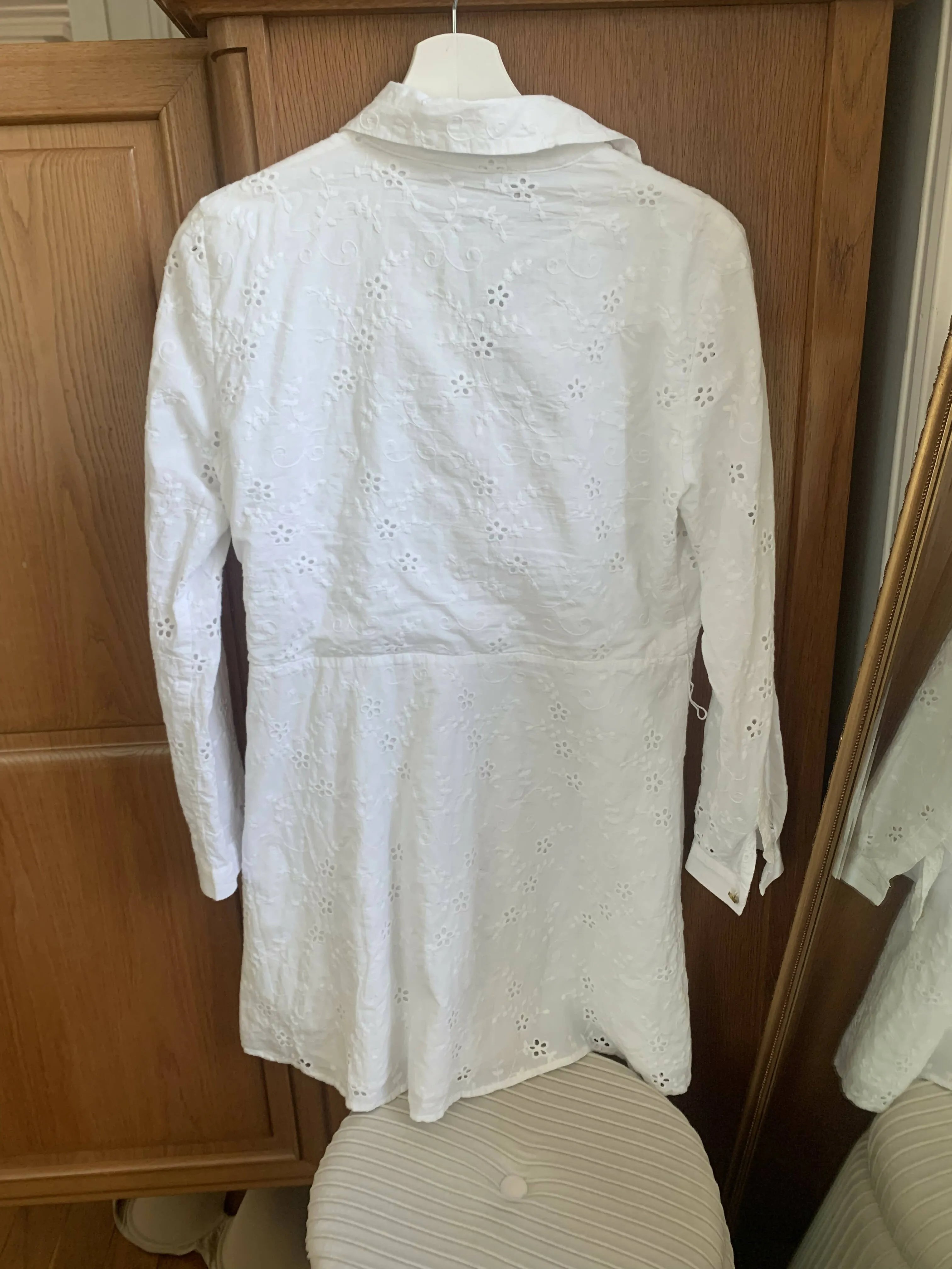 *weisses Kleid mit Blumenmuster, Gr.38/M*