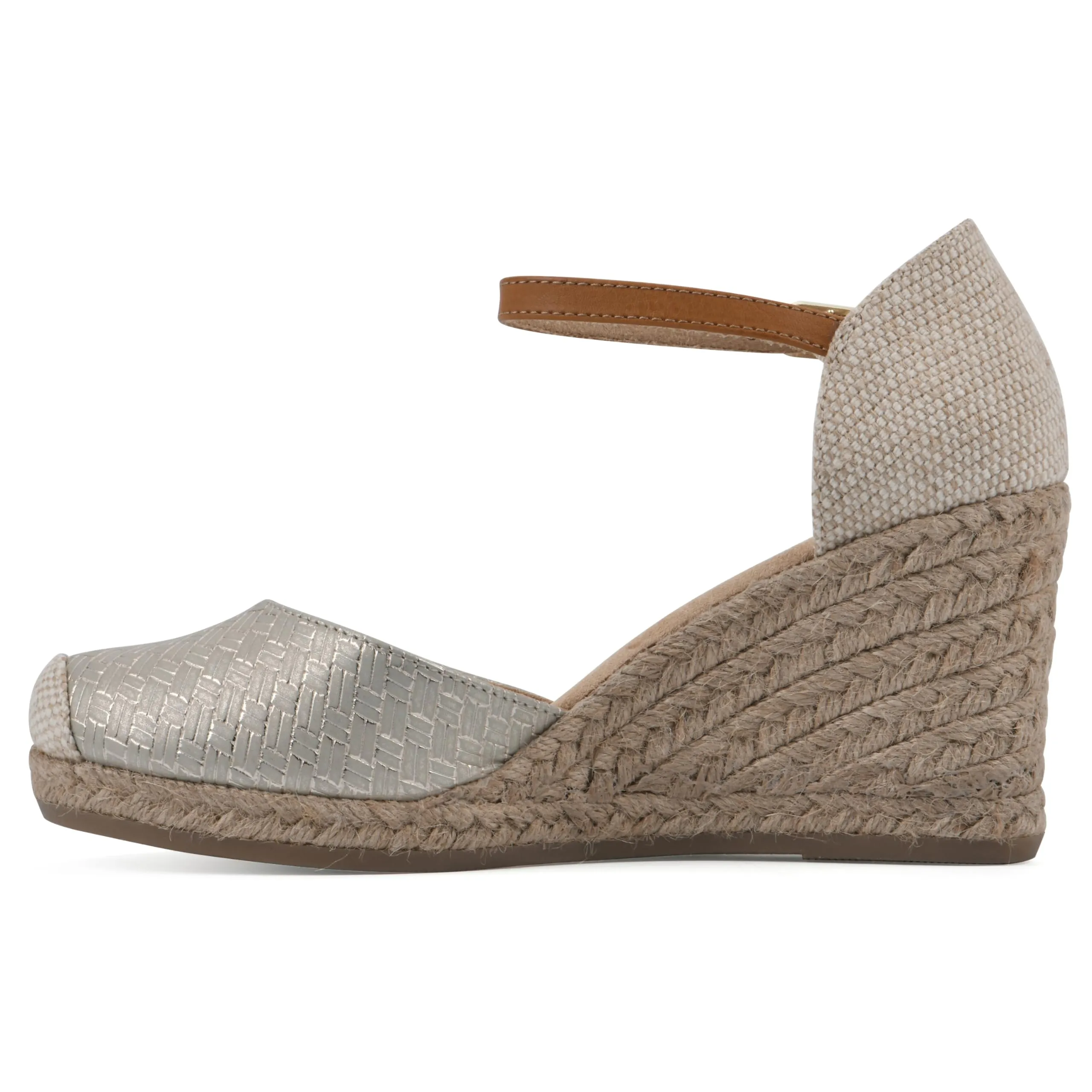 WHITE MOUNTAIN Women's Mamba Espadrille Wedge Sandal, Gold/Metallic/Smooth, 9.5 W