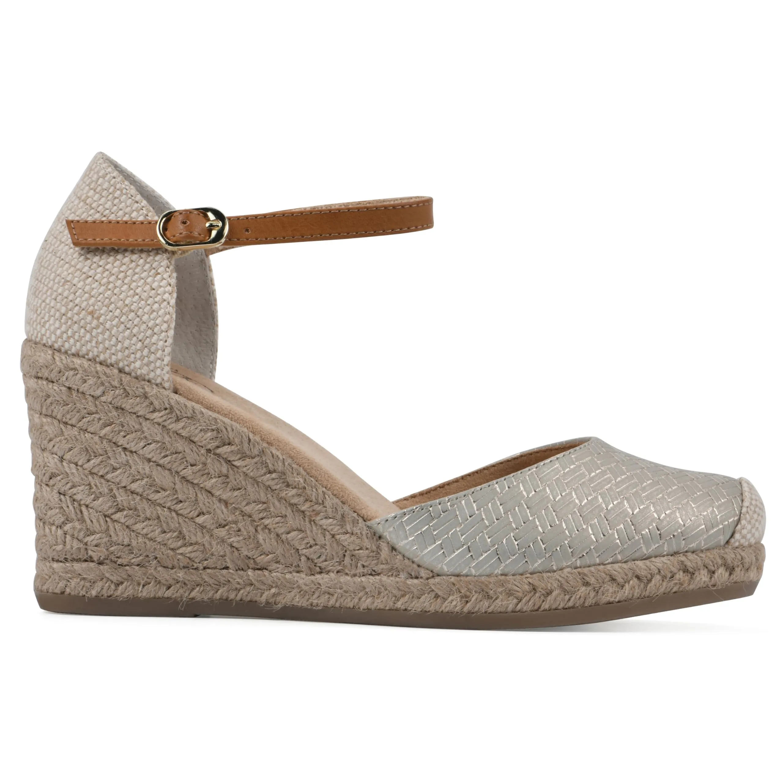 WHITE MOUNTAIN Women's Mamba Espadrille Wedge Sandal, Gold/Metallic/Smooth, 9.5 W
