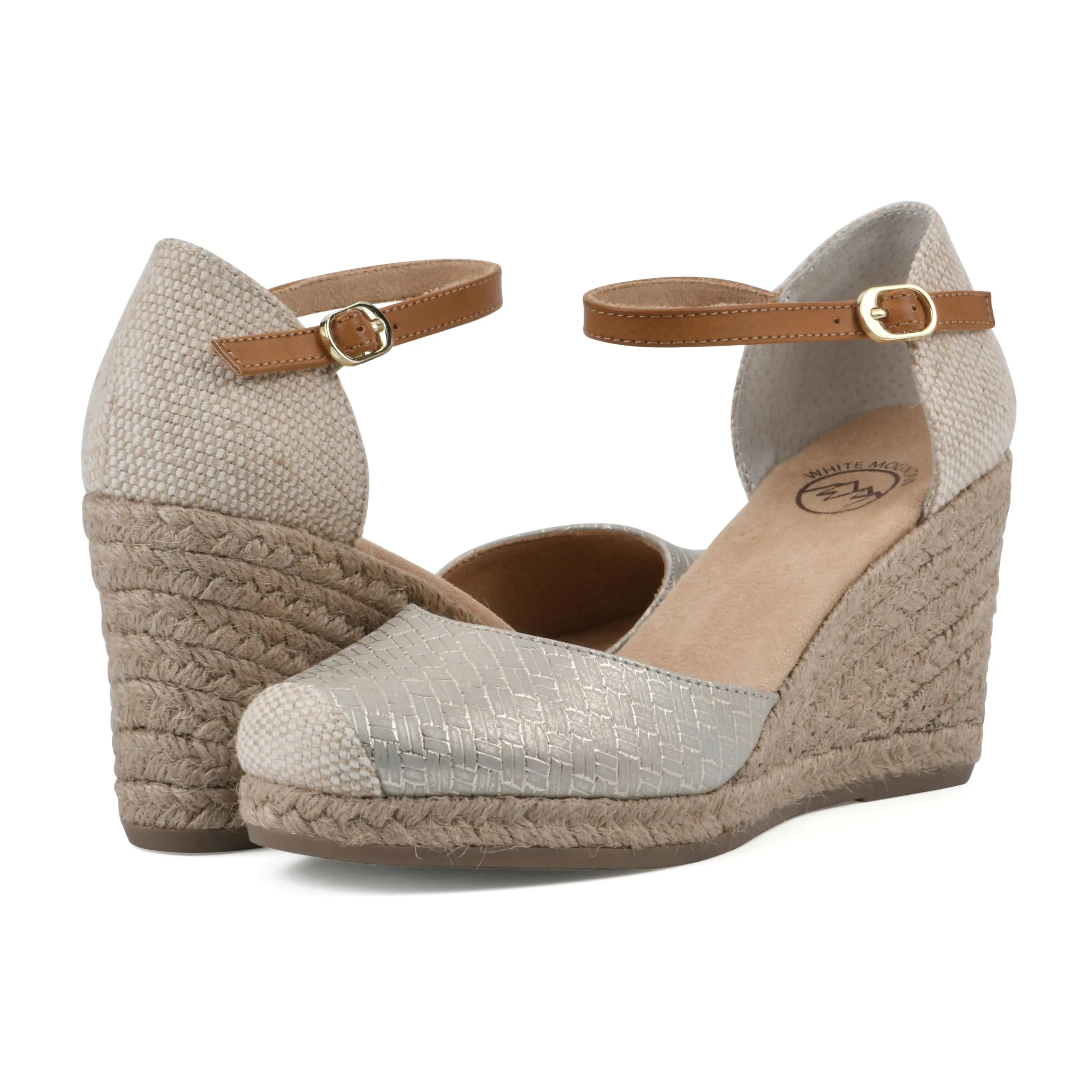 WHITE MOUNTAIN Women's Mamba Espadrille Wedge Sandal, Gold/Metallic/Smooth, 9.5 W
