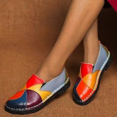 Women Genuine Leather Loafers Mixed Colors